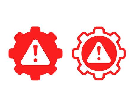 Gear warning exclamation mark.  System error. Vector illustrationのイラスト素材