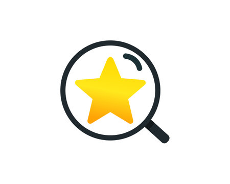 Magnifier with star icon. Illustration vectorのイラスト素材