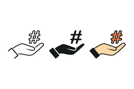 Hand up hashtag icon. Illustration vectorのイラスト素材
