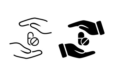 Give capsule pill. Medical treatment. Illustration vectorのイラスト素材