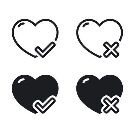 Heart love check mark. Vector illustrationのイラスト素材