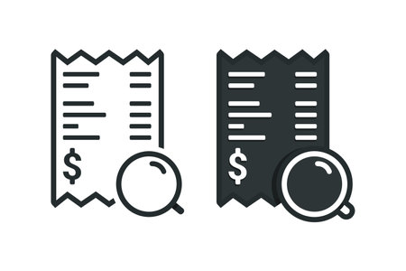 Invoice payment magnify icon. Vector illustrationのイラスト素材