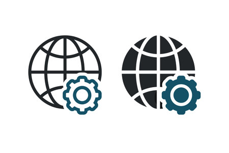 Globe gear icon. Illustration vectorのイラスト素材