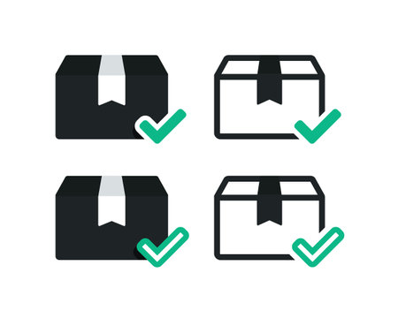 Package box checkmark icon. Illustration vectorのイラスト素材