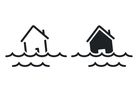 Flooded house icon. Illustration vectorのイラスト素材