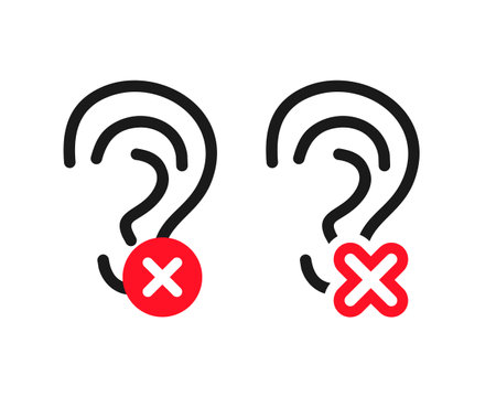 Ear problem icon. Illustration vectorのイラスト素材