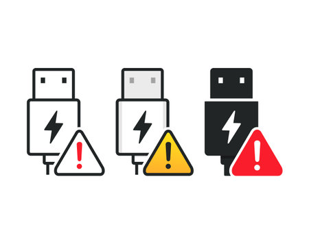 Usb cable warning icon. Illustration vectorのイラスト素材