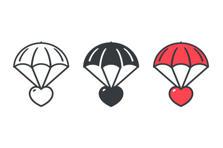 Parachute with love icon. Illustration vectorのイラスト素材