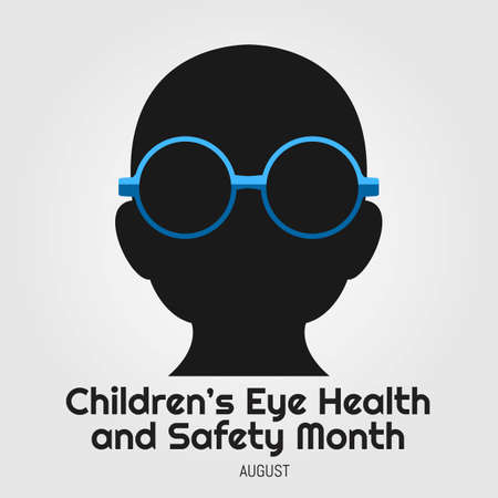 Children's Eye Health and Safety Month Vector Illustrationのイラスト素材