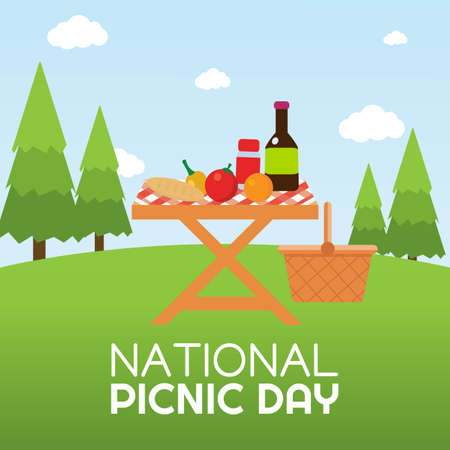 National Picnic Day Vector Illustrationのイラスト素材