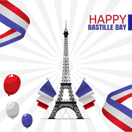 Happy Bastille Day Vector Illustrationのイラスト素材