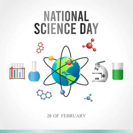 National Science Day Vector Illustration. Suitable for Greeting Card, Poster and Banner.のイラスト素材