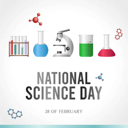 National Science Day Vector Illustration. Suitable for Greeting Card, Poster and Banner.のイラスト素材