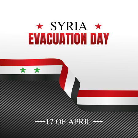 Syria Evacuation Day Vector Illustration. Suitable for greeting card poster and banner.のイラスト素材