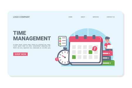Time Management Concept Landing Pageのイラスト素材
