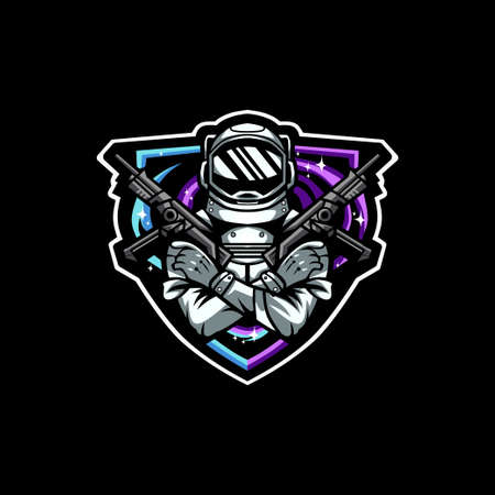 Astronaut War E-sport Logo gamingのイラスト素材