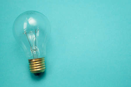bulb on blue backgroundの写真素材