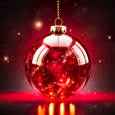 Christmas bauble on red background. Vector illustration. Eps 10.の素材