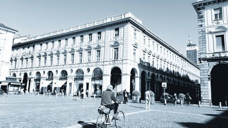 Turin, Italy - 10/24/2019: An amazing caption of Turin city in a beautifull sunny day. Detailed...