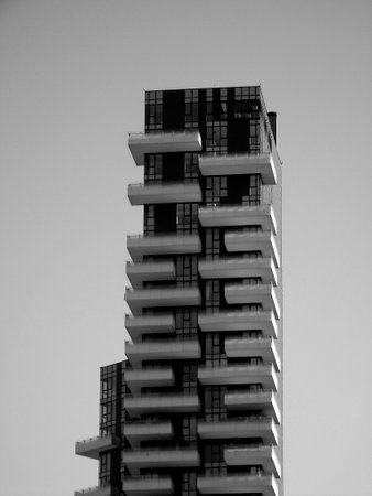 Milan, Italy - 12/22/2019: An amazing caption to the city of Milan in winter days. Large panoramic view with new skyscrapers of Porta Nuova district.のeditorial素材