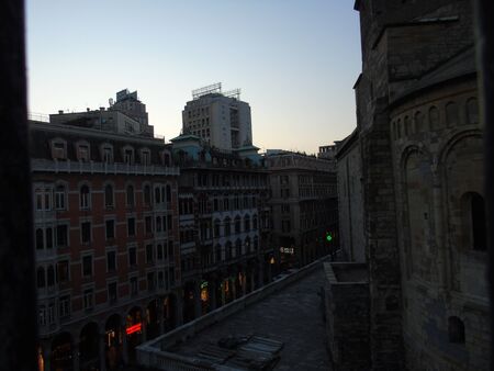 Genova, Italy - 01/07/2019: Turn in the city center of Genoa in winter beautiful day. Amazing view...