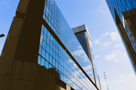 Genova, Italy-January 29, 2022: Beautiful modern high-rise buildings against the sky. 3d...