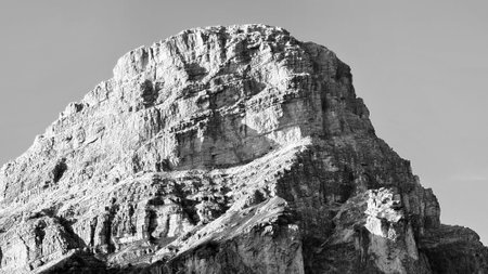 Val Badia, Italy-July 18, 2022: The italian Dolomites behind the small village of Corvara in summer days with beaitiful blue sky in the background. Green nature in the middle of tの写真素材