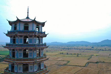 the chinese temple stand in kanchanaburi thailandのeditorial素材