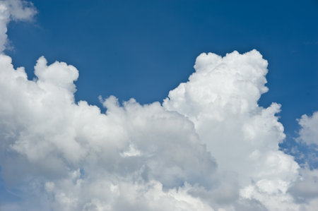 the beautiful white cloud cloudy nimbus blue sky nature landscape background abtract summer springの写真素材
