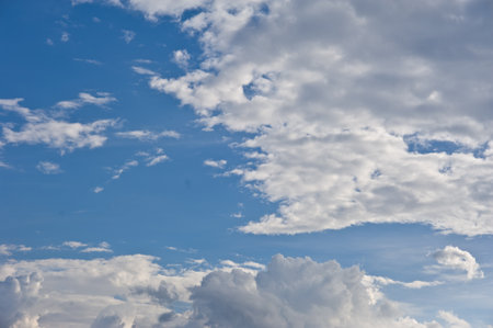 the beautiful white cloud cloudy nimbus blue sky nature landscape background abtract summer springの写真素材