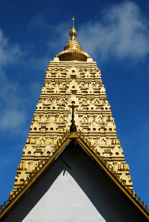 the beautiful pagoda in buddha temple of thailandの写真素材