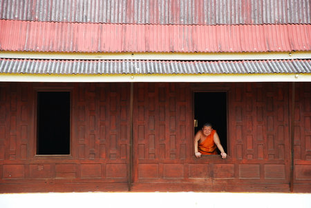 the beautiful temple of thailand in south east asia ancient of buddha design and detail symbolのeditorial素材