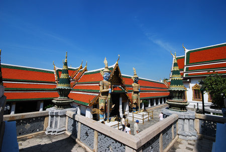 the beautiful temple of thailand in south east asia ancient of buddha design and detail symbolのeditorial素材