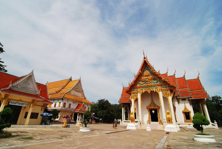the beautiful temple of thailand in south east asia ancient of buddha design and detail symbolのeditorial素材