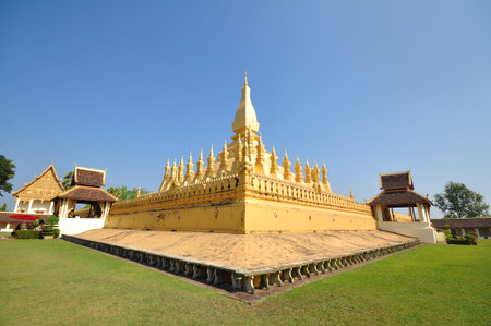 the beautiful pagoda in buddha temple of thailandの写真素材