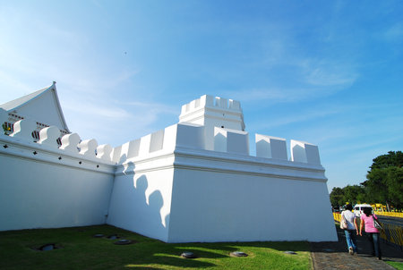 the wall of thai palace of king in bangkok thailandのeditorial素材