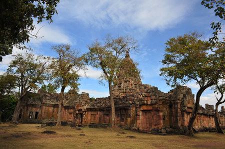 Phanomrung historical park is the stone castle in buriram province of thailand and is the sculpture architecture building from cambodia territory culture in asiaのeditorial素材