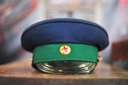 the vintage retro hat and dress of general soldier military after warのeditorial素材