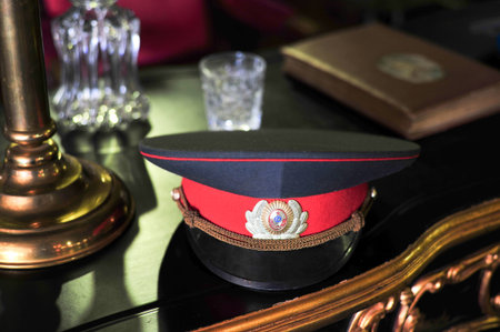 the vintage retro hat and dress of general soldier military after warのeditorial素材