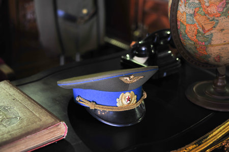 the vintage retro hat and dress of general soldier military after warのeditorial素材