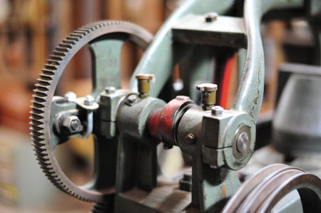 the old gear in machine part to transmission of movingの写真素材