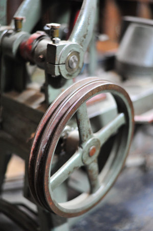 the old gear in machine part to transmission of moving