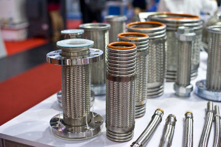the metal steel flexible hose is the equipment technology in hydraulic pipe line system of industrialの写真素材