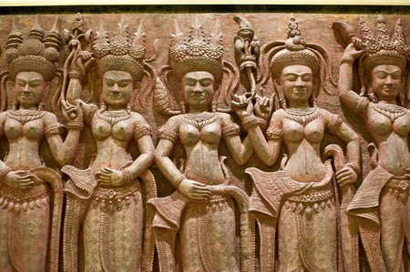 the art of carve in angkor style of asia is the architecture ancient of hinduismのeditorial素材