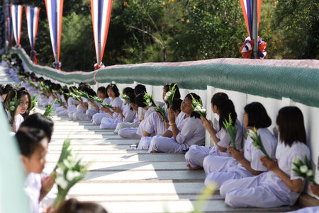 Khon Kaen, Thailand - Oct 28 : Tak Bat Devo Rohana is the Festival of buddhism for give food...