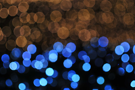 Blur focus of light on black background from lamp in night on Christmas before new year 2018 so beautiful romantic holidayの写真素材