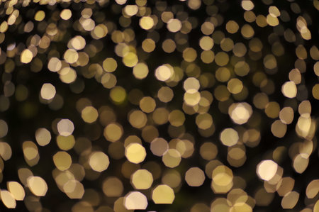 Blur focus of light on black background from lamp in night on Christmas before new year 2018 so beautiful romantic holidayの写真素材