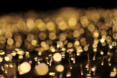 Blur focus of light on black background from lamp in night on Christmas before new year 2018 so beautiful romantic holidayの写真素材
