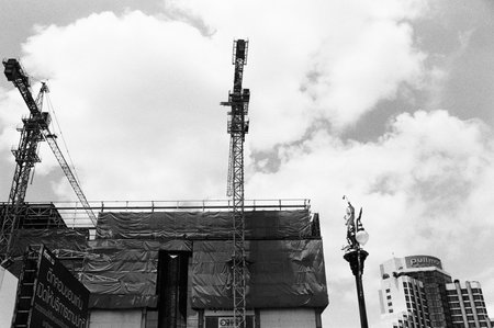 black and white analog film negative photo by ilford pan 100の写真素材
