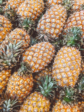 pineapple on the marketの写真素材